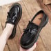 Dr. Martens black platform loafers with fringe, size 23cm.