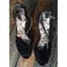 BN Sam Edelman Marina Peep Toe Black Suede Gold Stiletto Platform Pump Heels 9