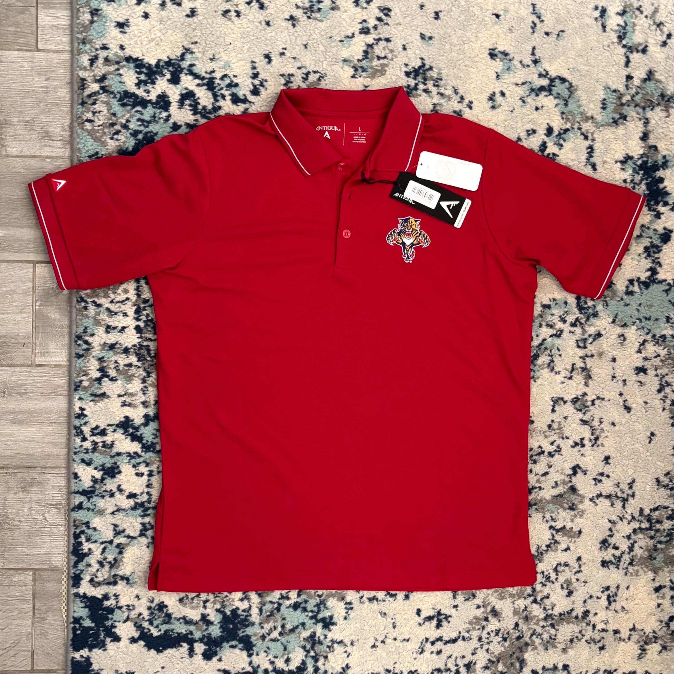 New Florida Panthers Polo Shirt Antique Men’s Large Red