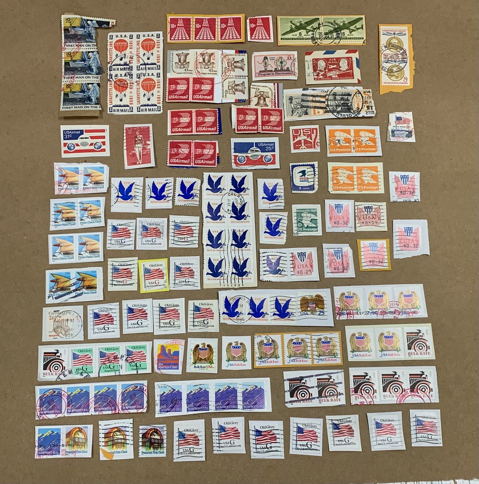 Vintage 127pc Lot US Postage Stamps Airmail Air Mail Nonprofit G Bulk Rate A D