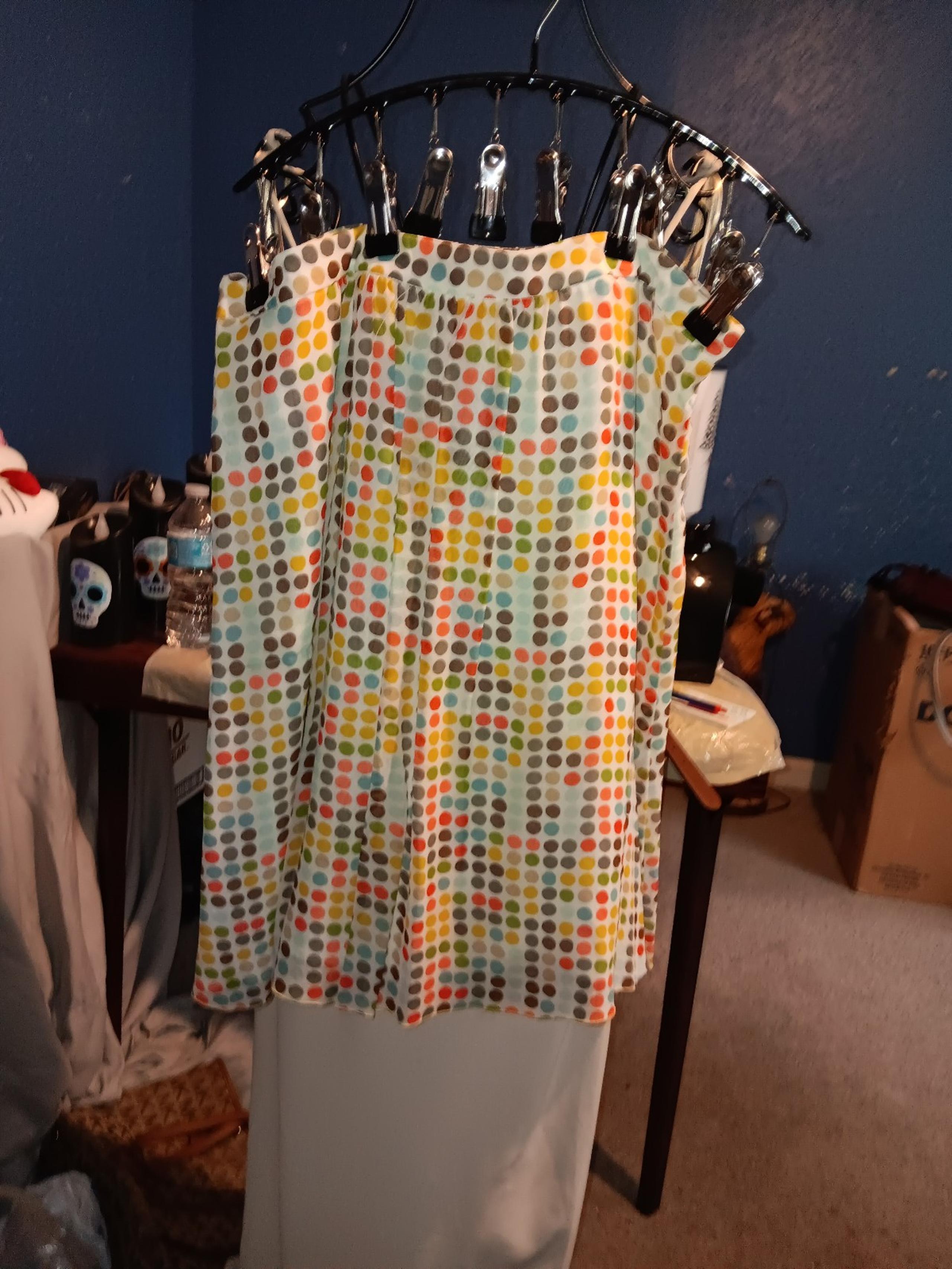 Euc Trina Trunk Silk Polka Dot Skirt Lined Side Zip Size 8