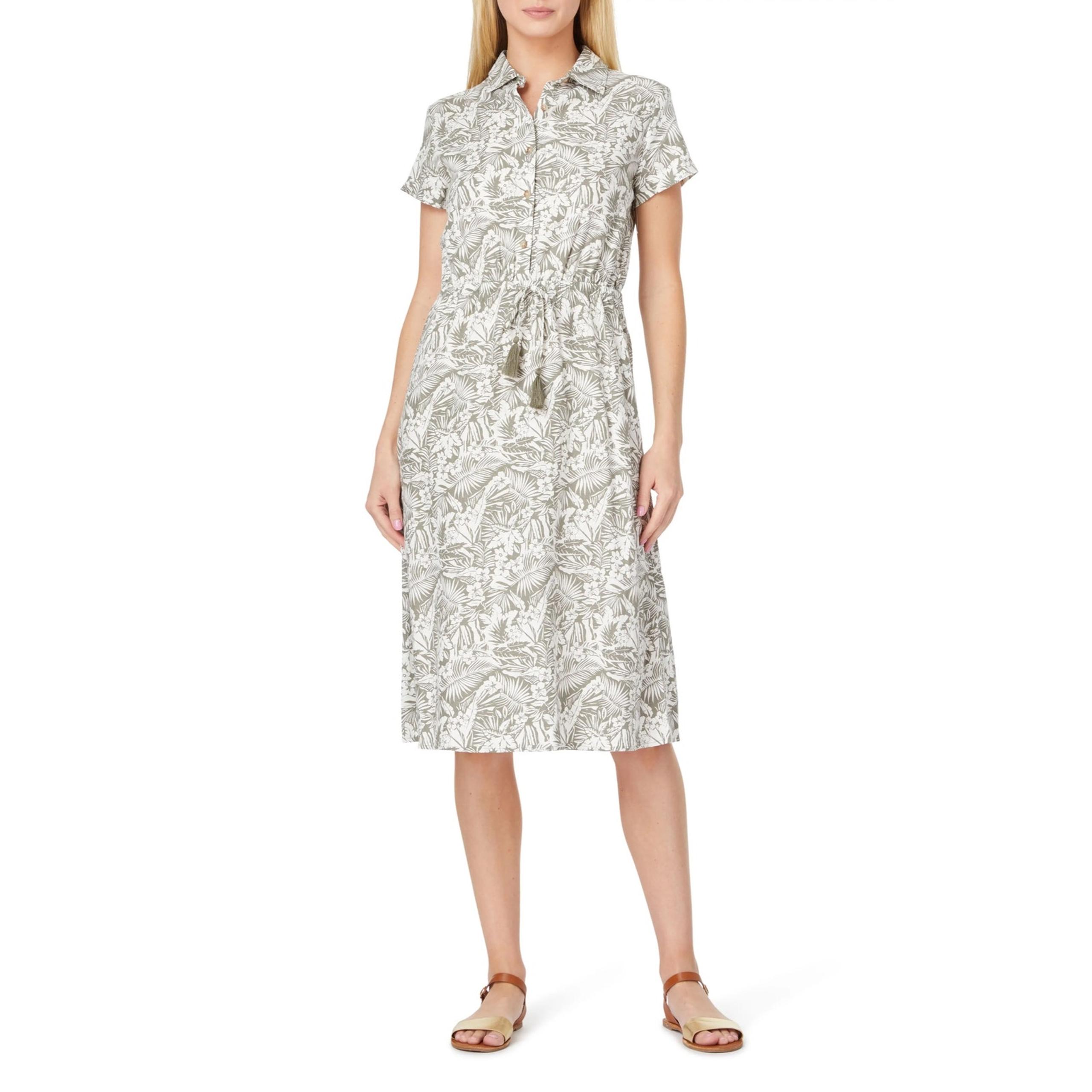 C&C California Kennedy Linen Blend Midi Shirtdress in Seagrass Size S