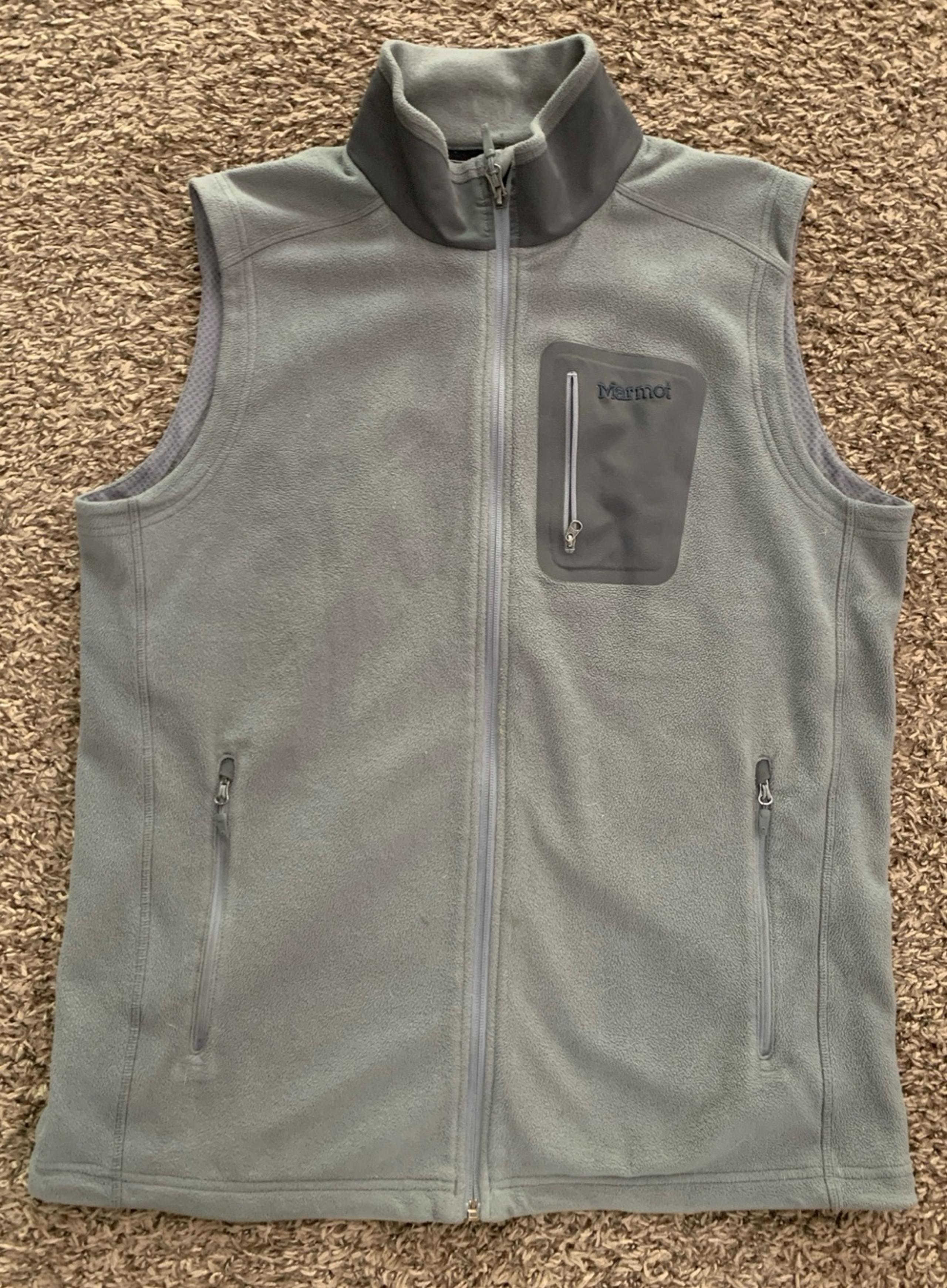 Marmot polartec men’s gray vest full zip size large