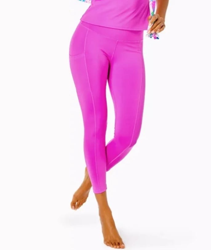 Lilly Pulitzer Weekender High Rise Midi Legging Wild Fuchsia Sz XL UPF Luxletic