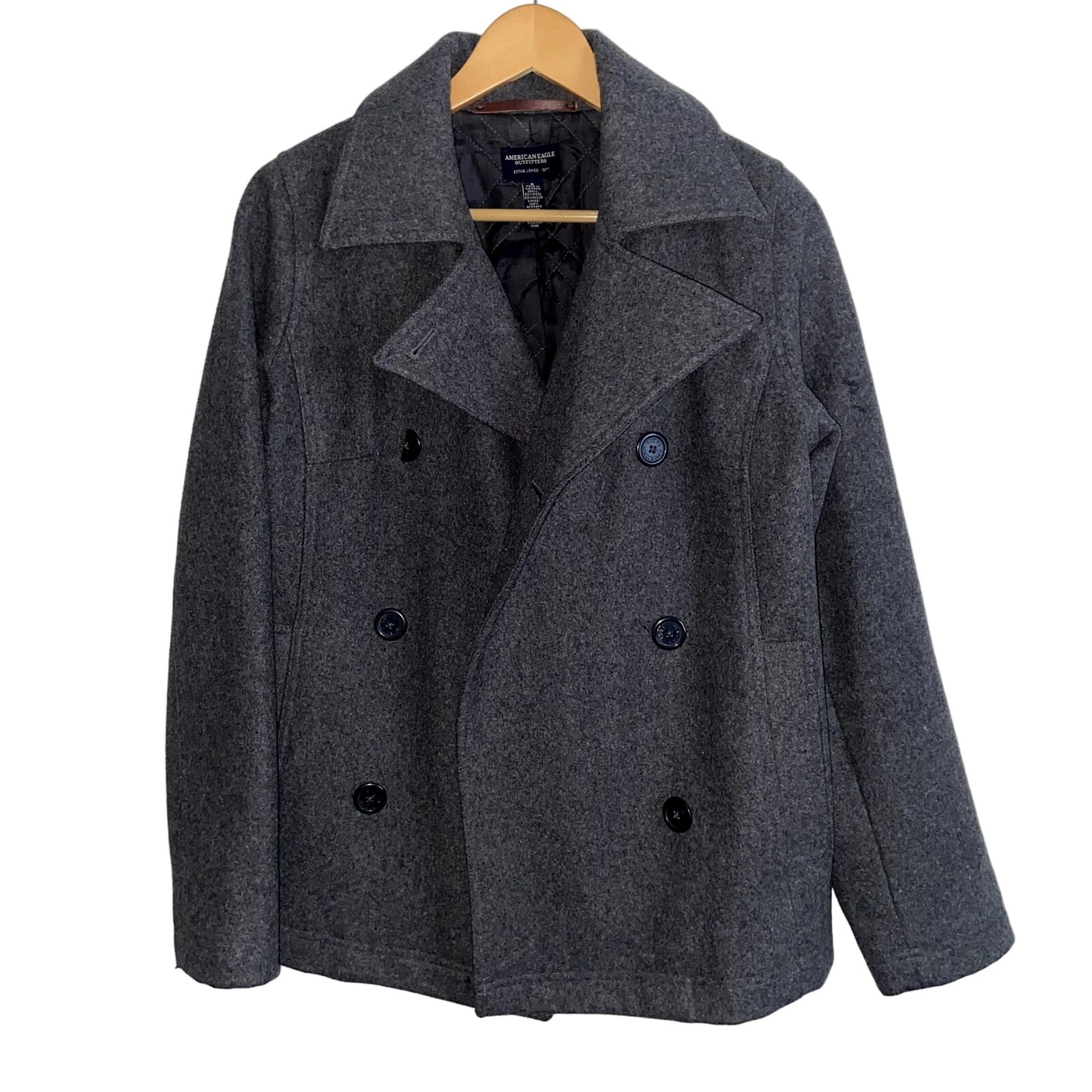 American Eagle Pea Coat Women's Size Small Gray Wool Blend