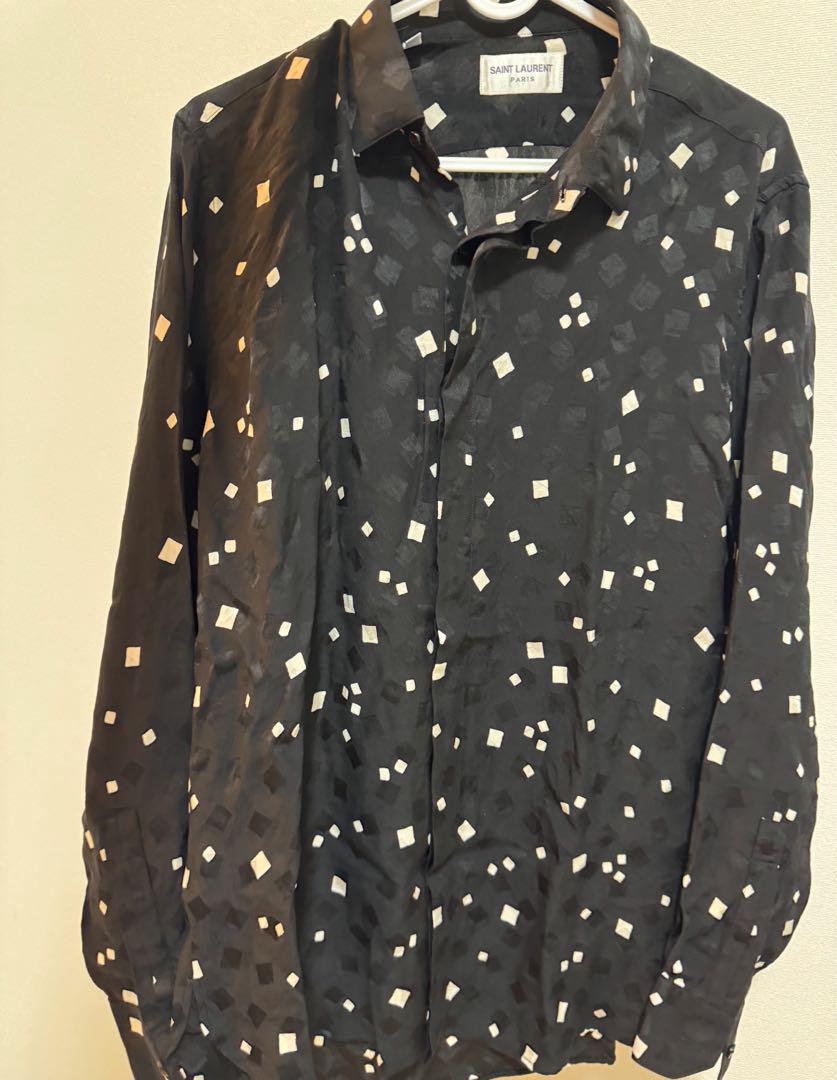 【SAINT LAURENT】 Excellent Condition Geometric Pattern Long Sleeve Shirt