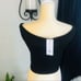 French Connection Odelia Off Shoulder Crop Top, Black, Size Medium, NWT