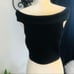 French Connection Odelia Off Shoulder Crop Top, Black, Size Medium, NWT