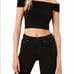 French Connection Odelia Off Shoulder Crop Top, Black, Size Medium, NWT