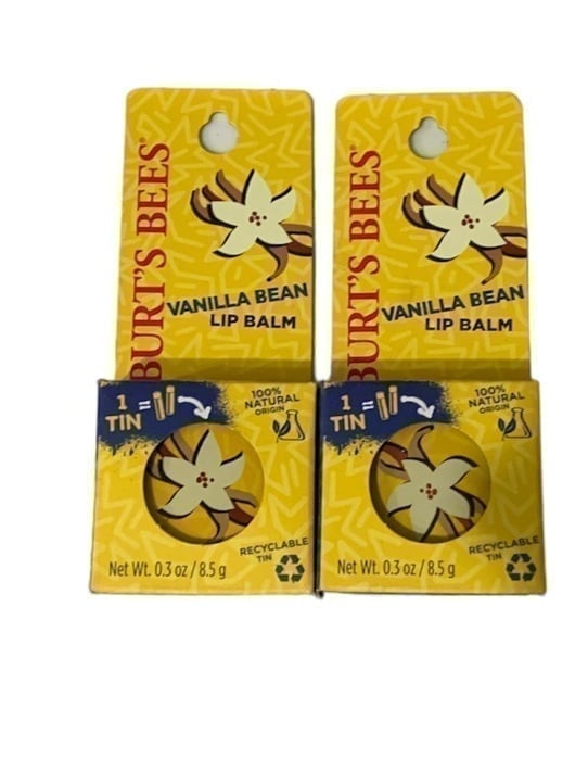Burt's Bees Vanilla Bean Retro Tin Lip Balm - 2 ct Discontinued, New, 3.0 Oz.