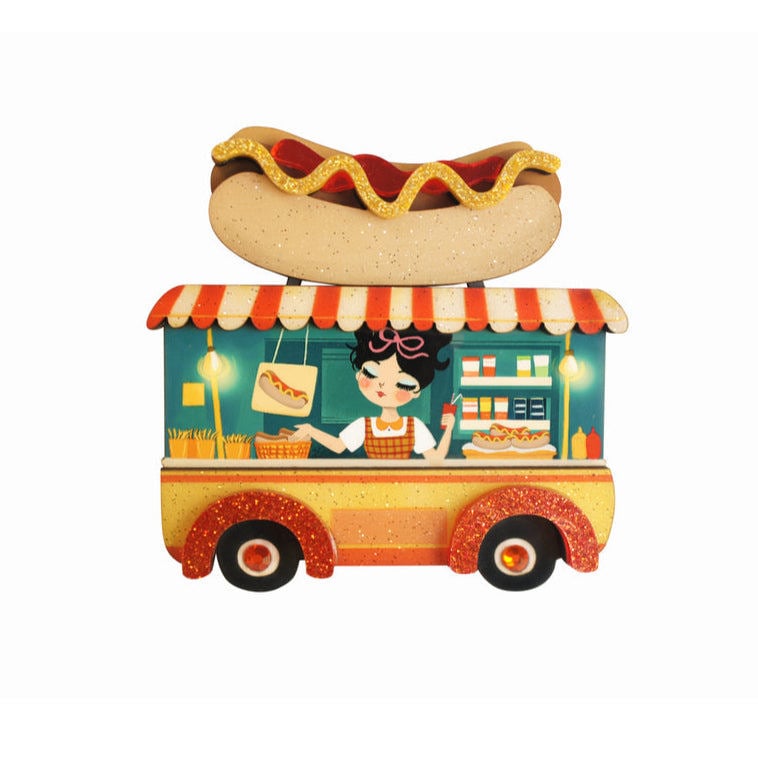Hot Dog Truck Brooch by Laliblue