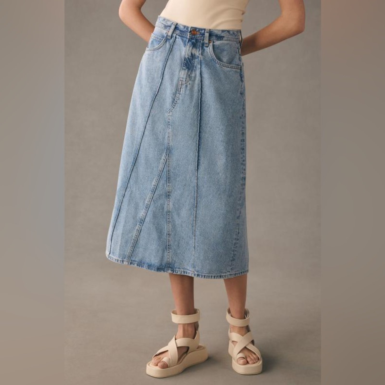 Anthropologie Pilcro Denim Midi Skirt sz 12