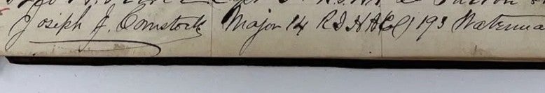 Civil War signed 14th RI Artillery Buffalo Soldier Major Comstock