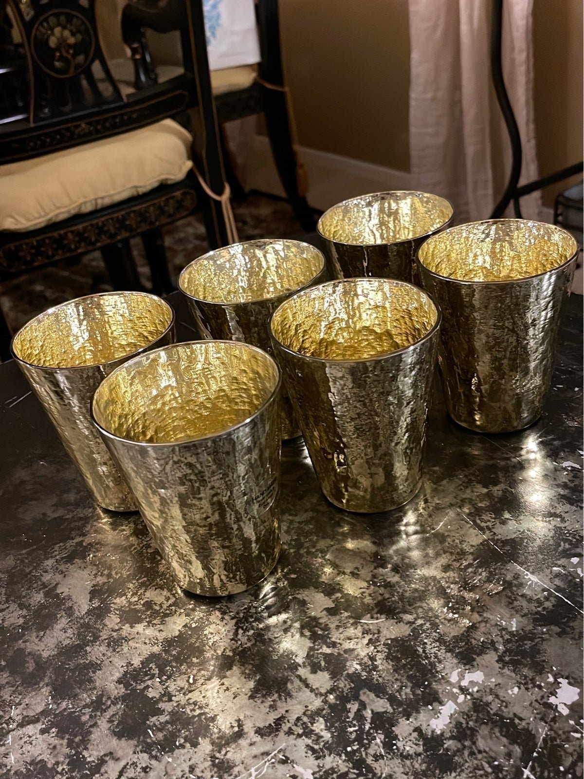 Gold Hammered Small Glass set of 6