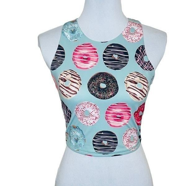 Muscles & Donuts Cropped Tank size Medium