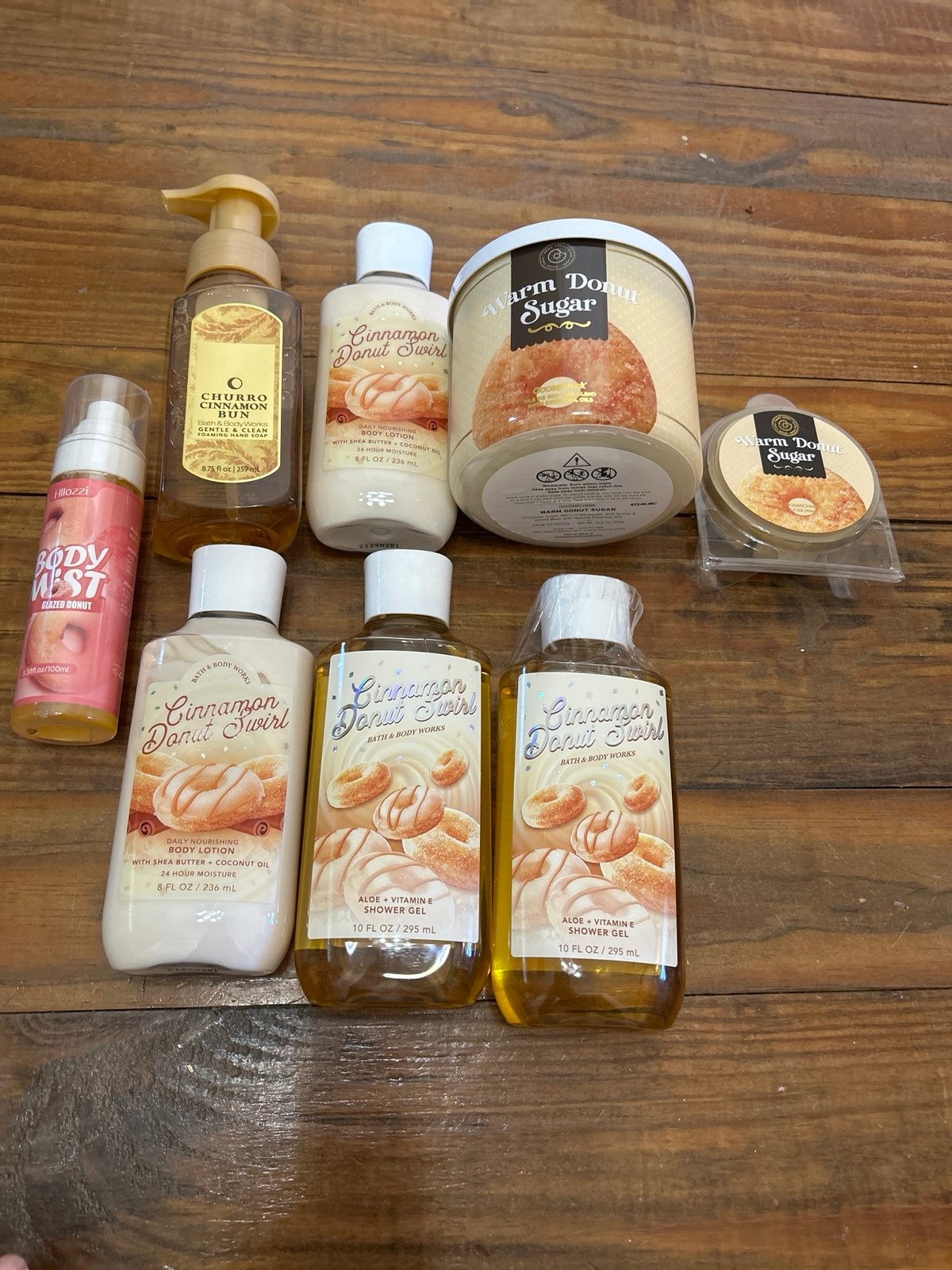 Goose Creek and BBW Cinnamon Donut Swirl candle, wax & body bundle