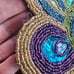 Beaded Jeweled Peacock Colored Table Runner 36 x 12