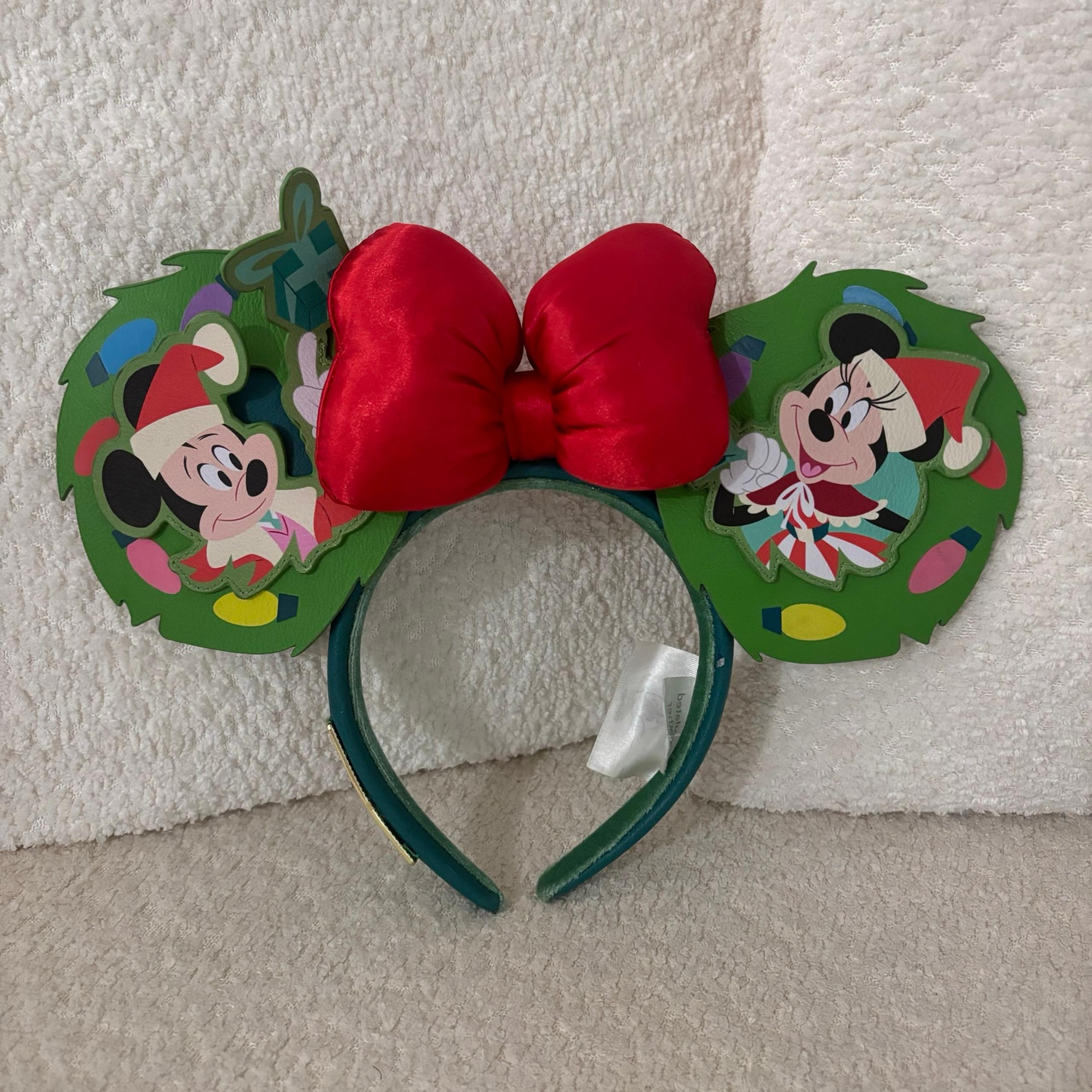Disney X Loungefly Christmas Mickey and Minnie Ears Green and Red