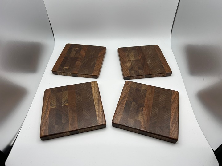 Handcrafted Wooden Coasters, Set of 4