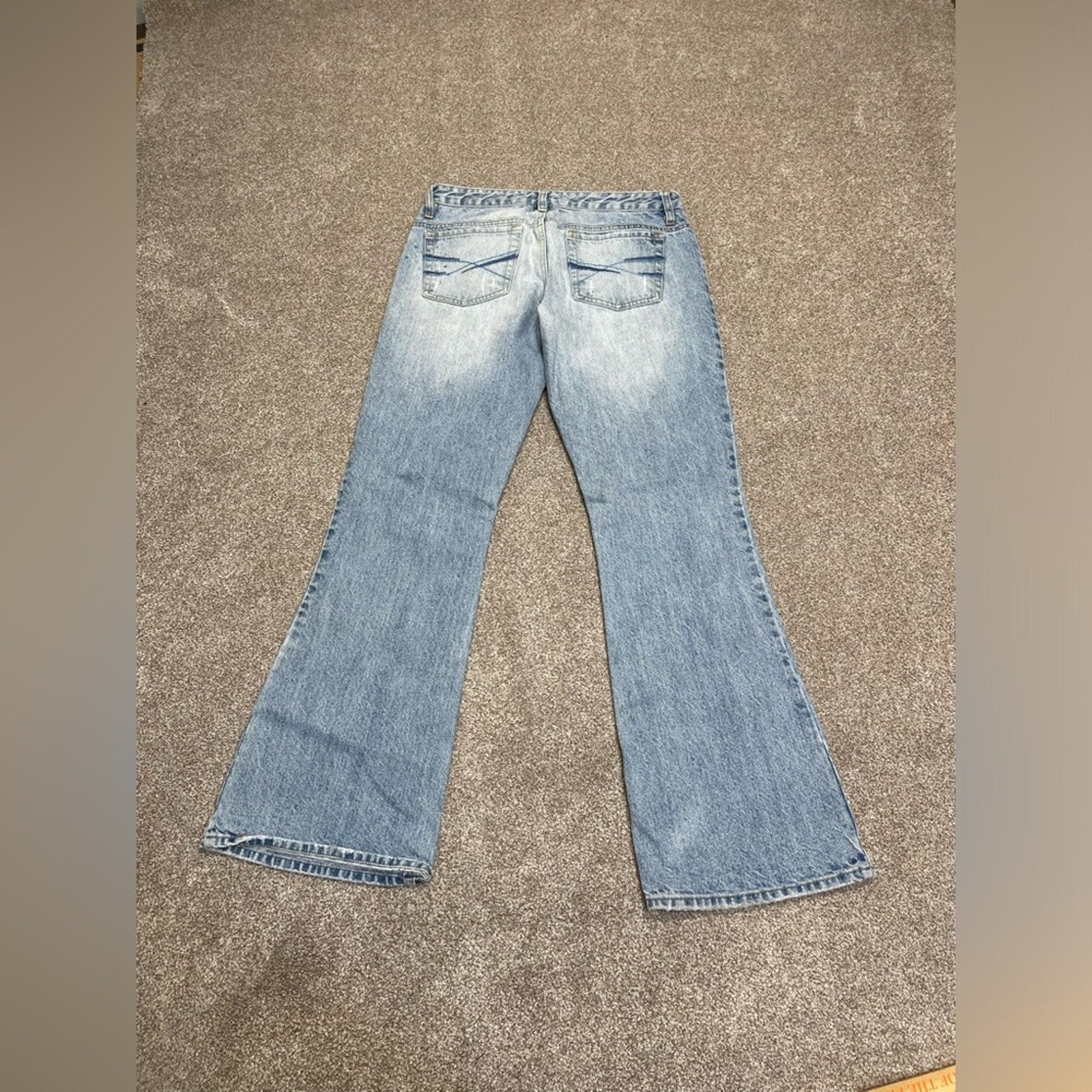 Y2K grunge Aeropostale authentic flare jeans 7/8s distress mid rise blue jeans