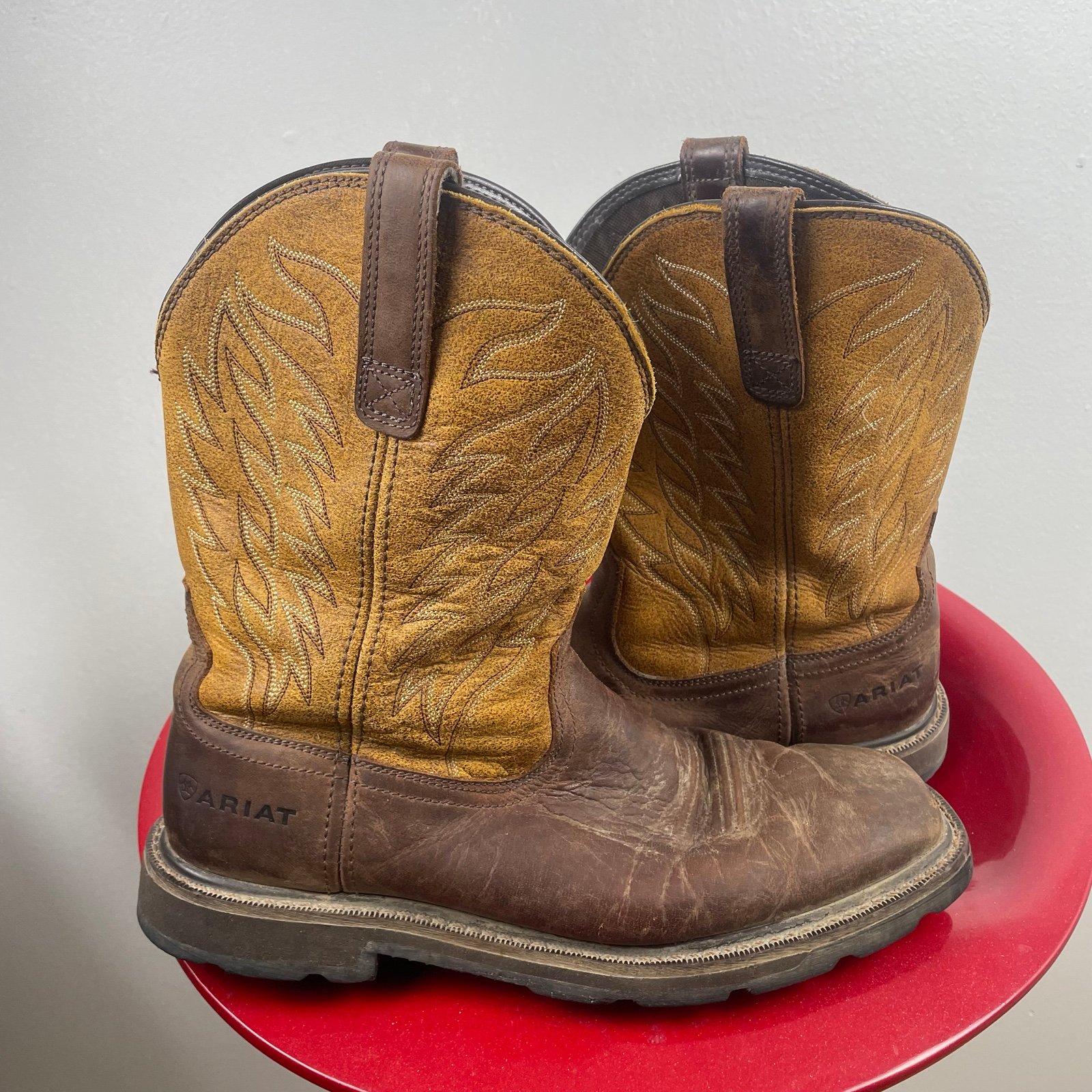 Ariat Square Toe Leather Work Boots Cowboy 11.5EE Utility Western Rodeo