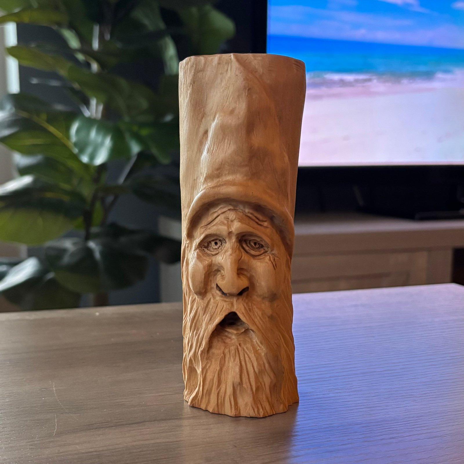 Hand Carved Wood Spirit Statue. One of A Kind. Signed by Artist!