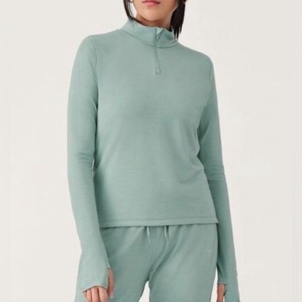 NWT Allbirds Plus Size Green Natural Ari Mod Layer Half Zip Long Sleeve Size 3XL