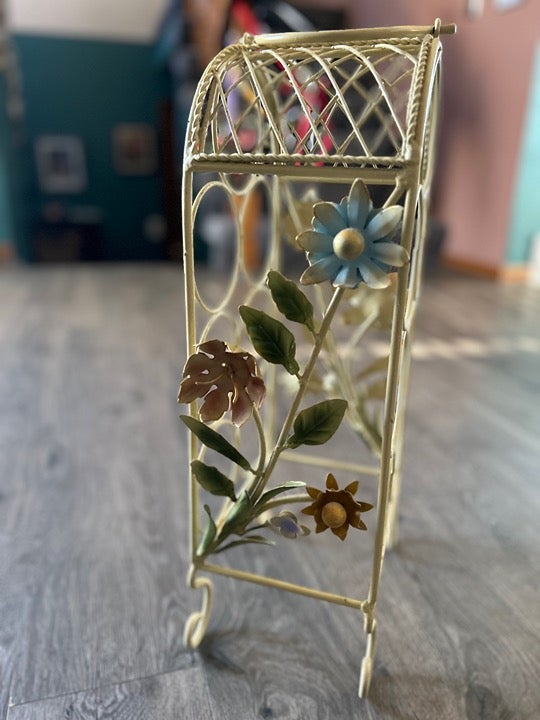 Gorgeous vintage floral metal wine rack