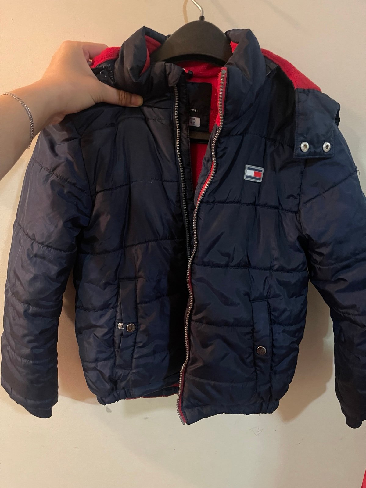Tommy Hilfiger Boys’ Red White & Blue Winter Puffer Jacket Size 7