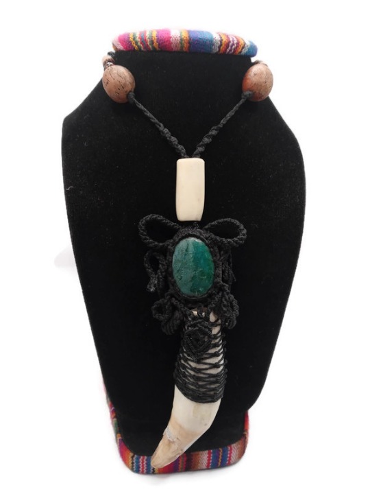 Unique Handmade Unisex Peruvian Sea Dandelion Necklace with Wolf Totem