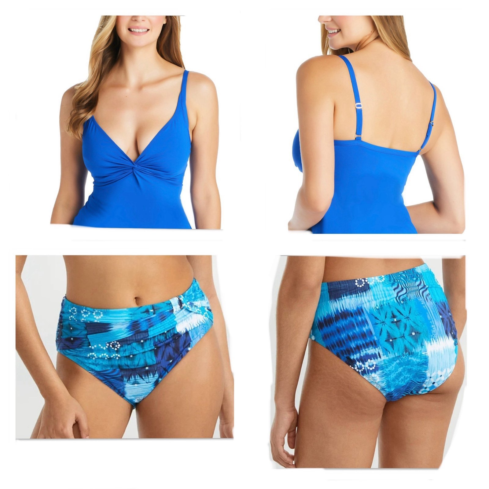 LET'S GET TWISTED D CUP V NECK TANKINI TOP SIZE 10D BOTTOM SIZE 10