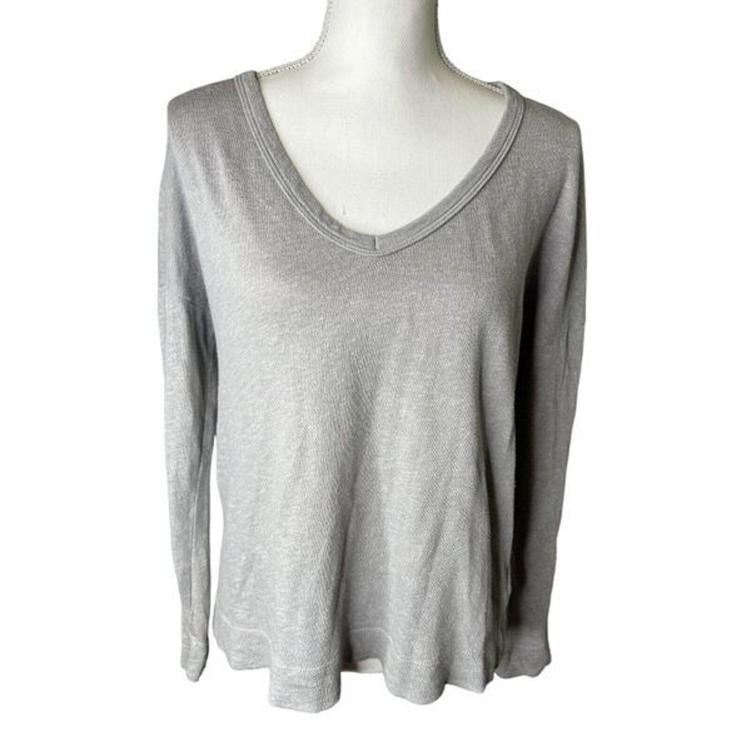 James Perse Sweatshirt Blue Vneck Pullover Long Sleeve Sweater Cotton Blend Sz 3
