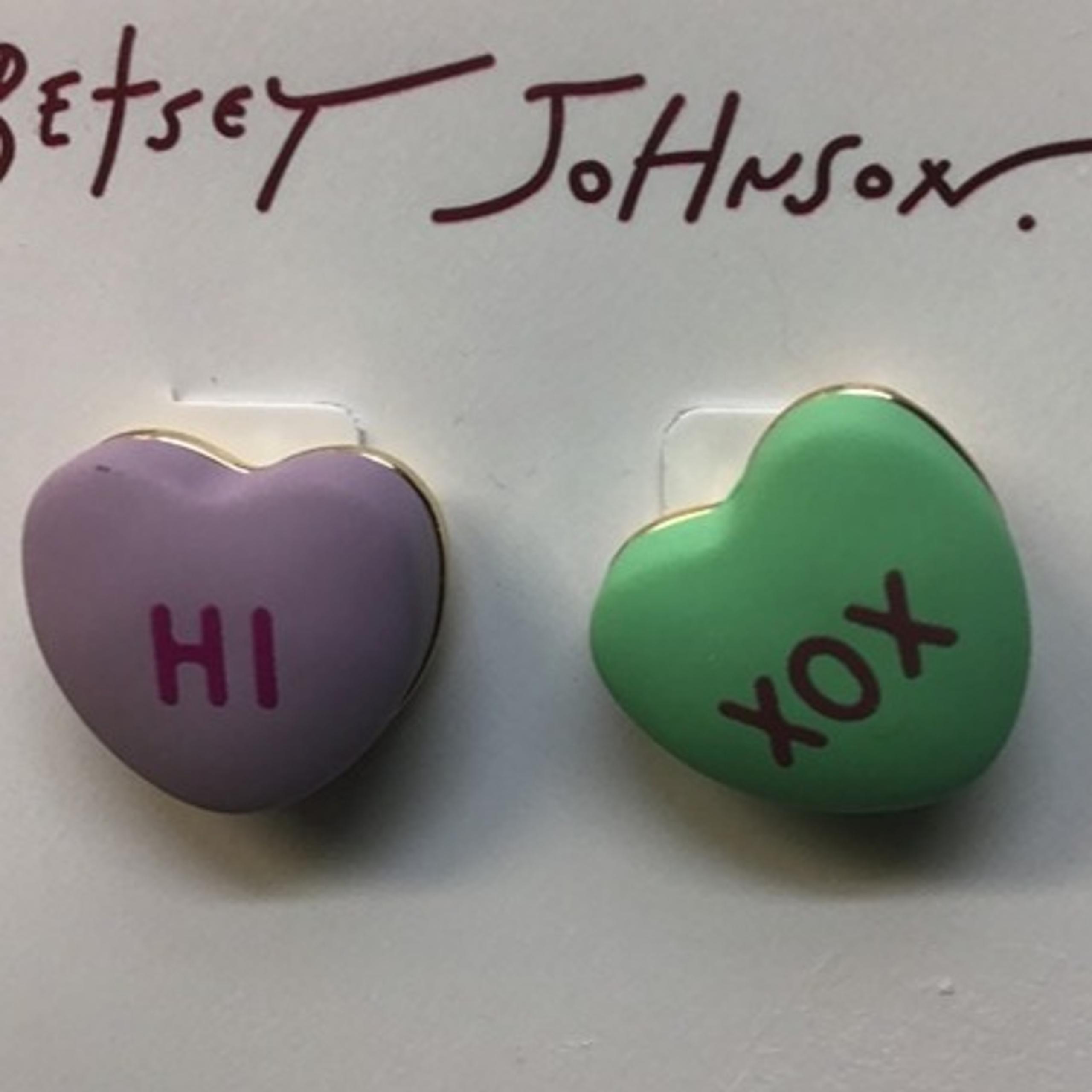 Betsey Johnson New Lavender and Mint Hearts with Messages Earrings