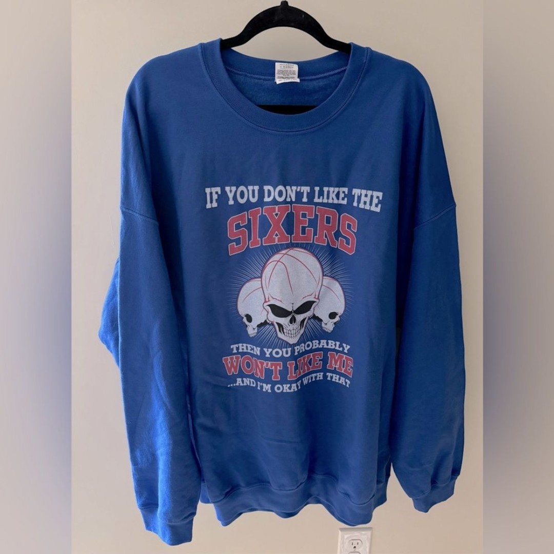 Vintage Basketball 3XL Philadelphia SIXERS Dead Head Gildan Graphic Sweatshirt