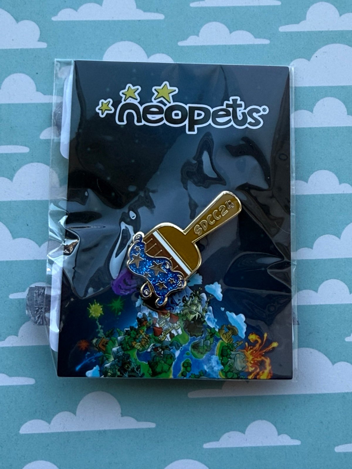 Neopets Starry Paintbrush Pin SDCC 2024 Exclusive with Unused Redeem Code