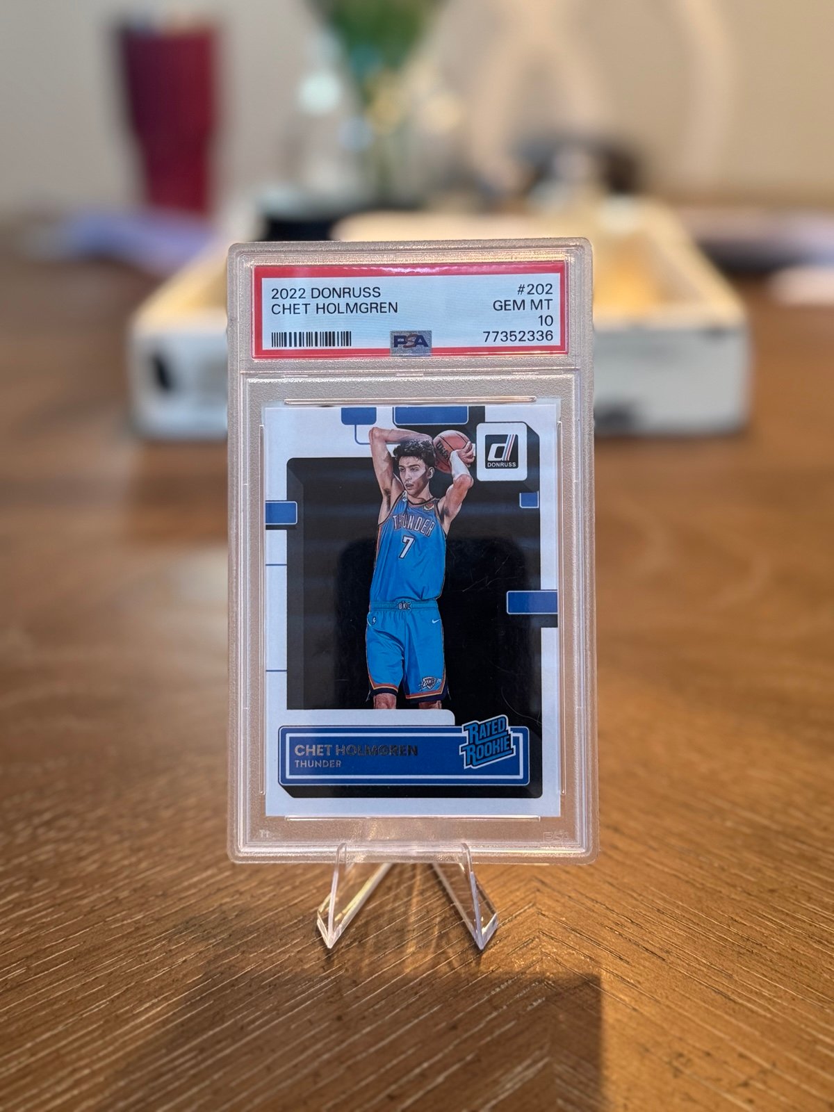 2022 Donruss Rated Rookie BASE Chet Holmgren RC 202 PSA 10 Thunder Oklahoma City