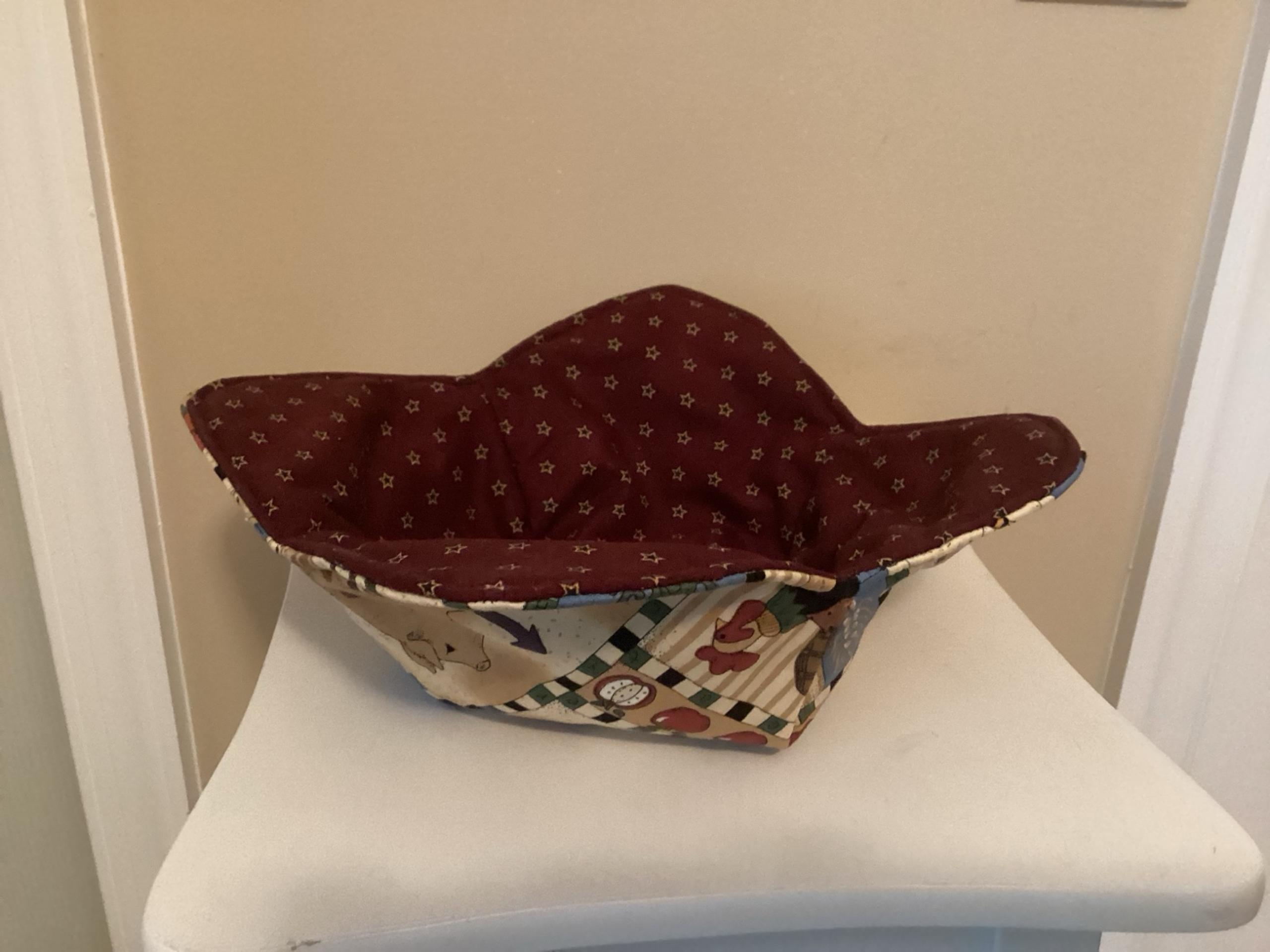 Quilted Fabric Bowl Cozy, Microwave Bowl Cozy, Soup Cozy, Hot Food Holder