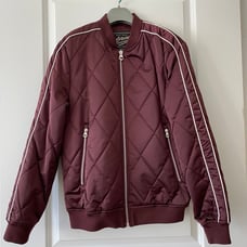 Zara Sz M beautiful burgundy quilted bomber jacket. Like new