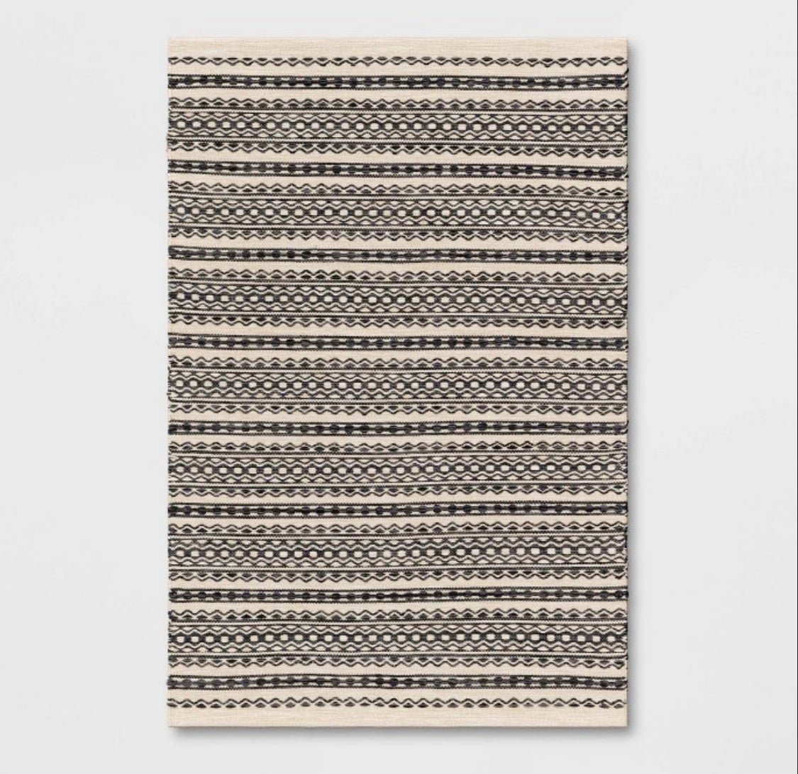 4'×6' Norwalk Washable Striped Rug Black/Tan - Threshold™