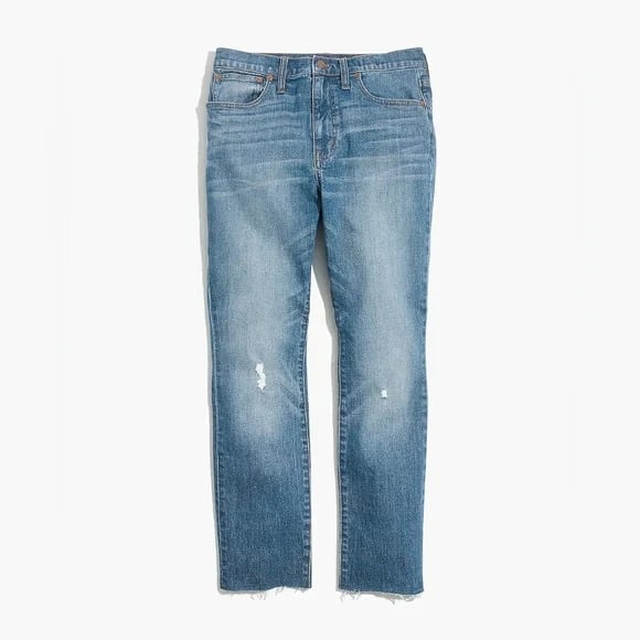 Madewell - High-Rise Slim Boyjean Boyfriend Denim K7538 | Dover Wash Raw-Hem: 27