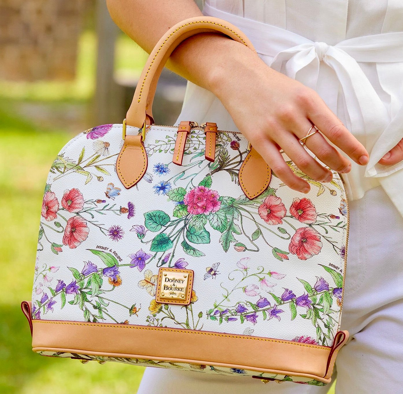 Dooney and Bourke Botanical Collection Zip Satchel Bag