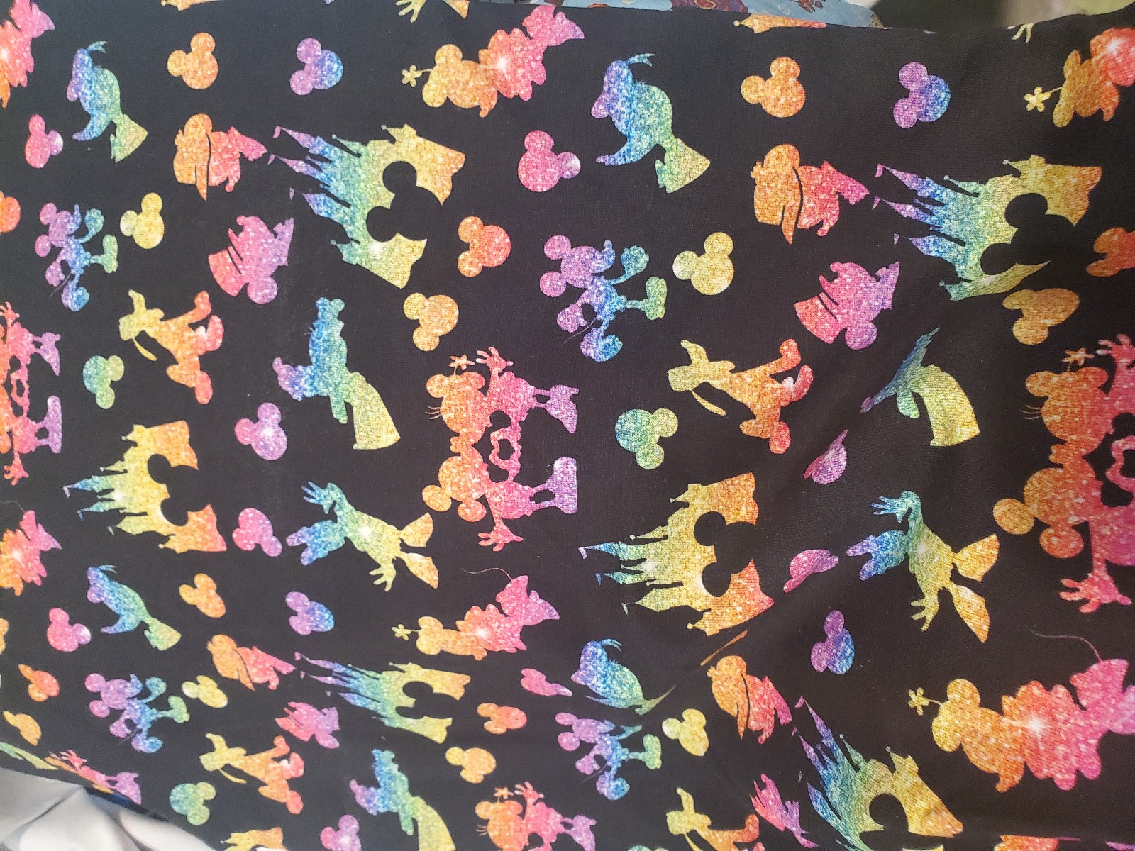 Glitter rainbow disney fabric