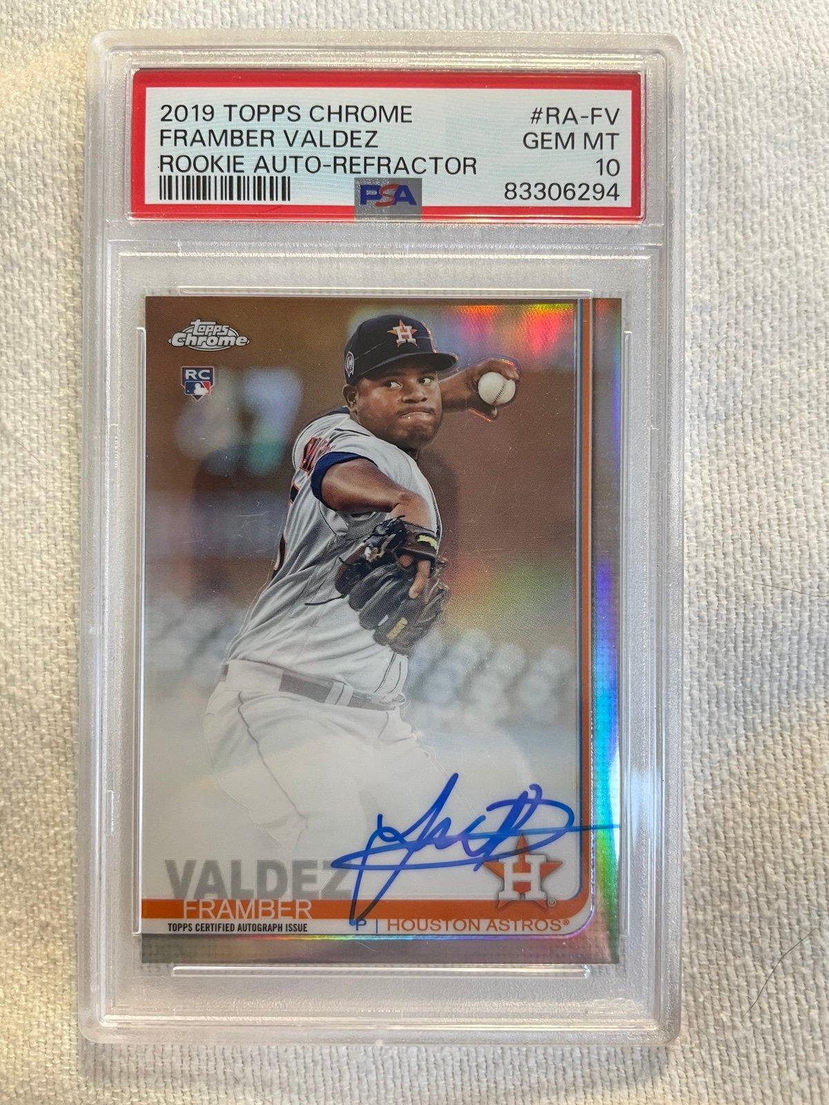 2019 Topps Chrome #RA-FV Framber Valdez Rookie Auto-Refractor PSA 10