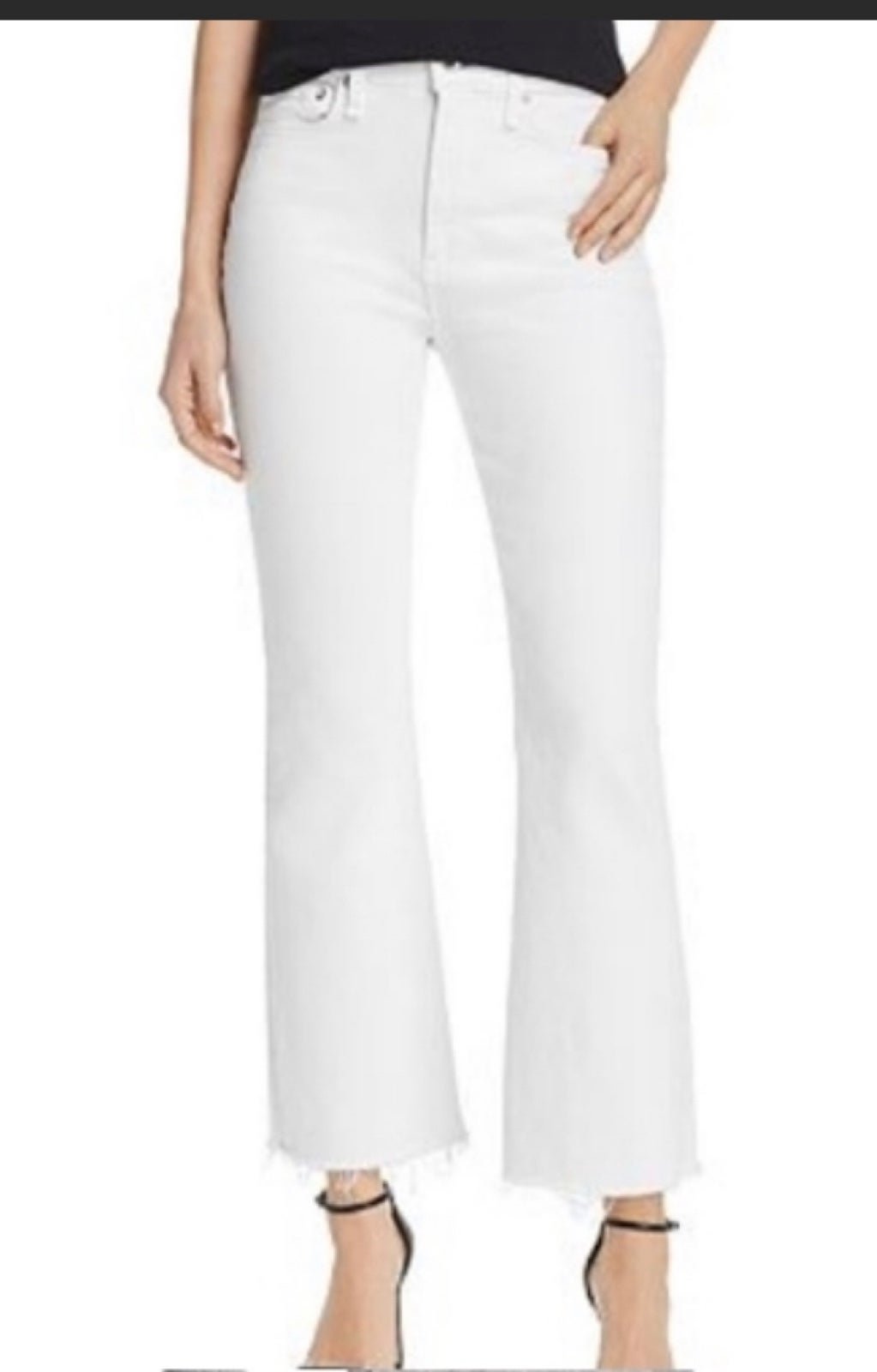 rag and bone white denim crop flare jeans NWT size 25