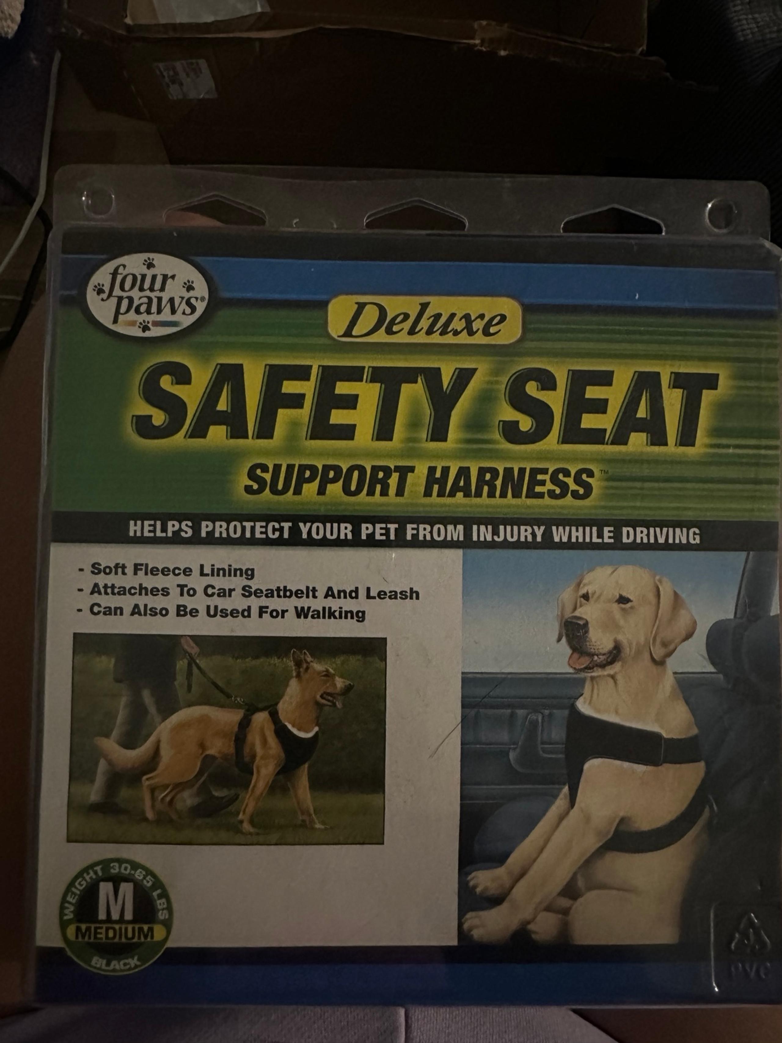 Dog Safety Seat Support Harness Size Medium Seat Belt Restraint Black