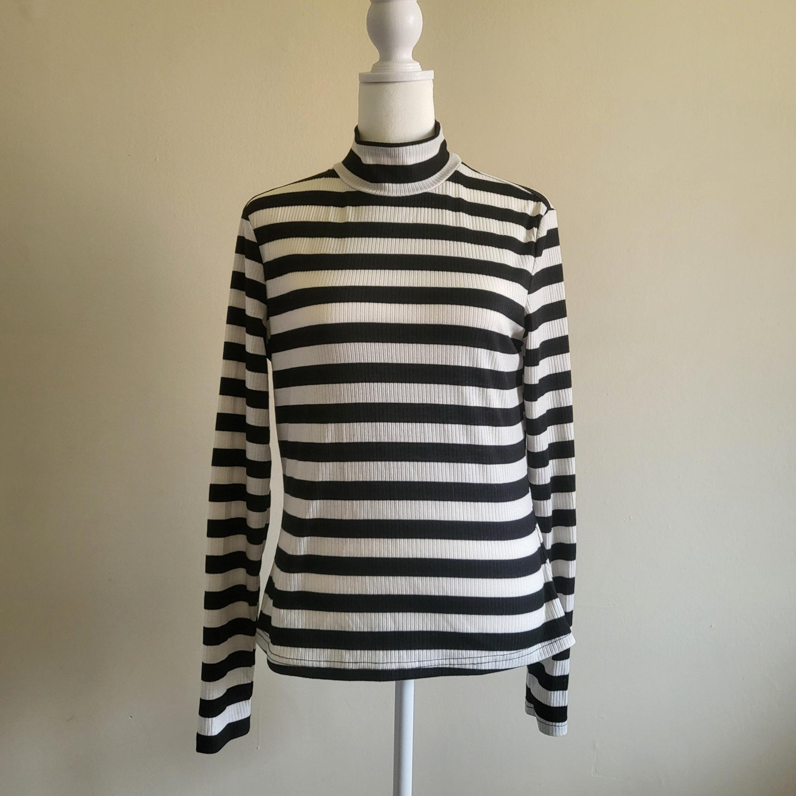 Black and White Striped Turtleneck