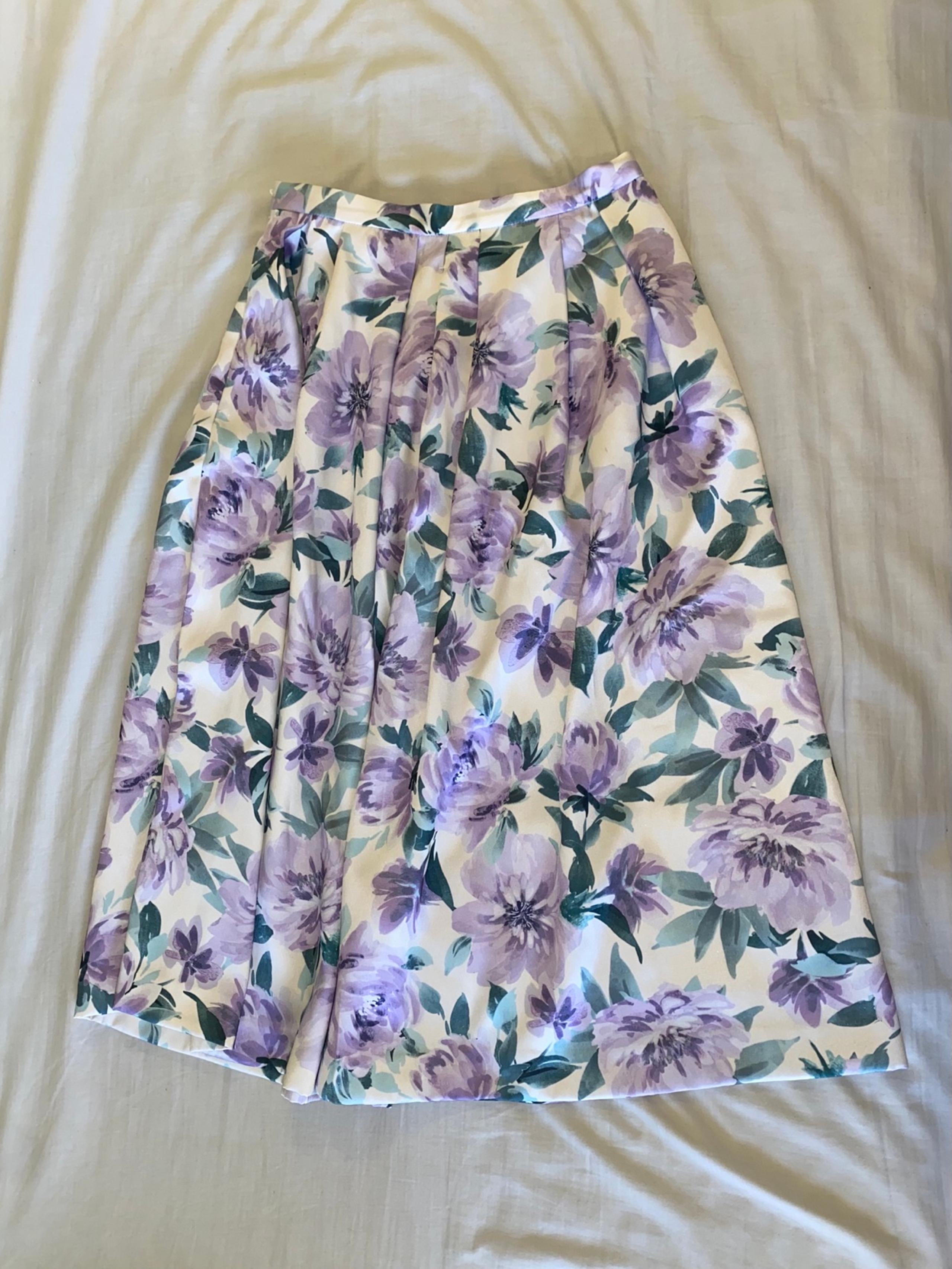 Lavender and Sage Floral A-Line Skirt - H&M