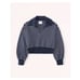 Abercrombie Drama Collar V-Neck crop sweatshirt notch front navy stripes large