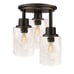 3-Light Flush Mount Ceiling Light Oil Rubbed Bronze Clear Seeded Glass Shades