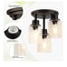 3-Light Flush Mount Ceiling Light Oil Rubbed Bronze Clear Seeded Glass Shades
